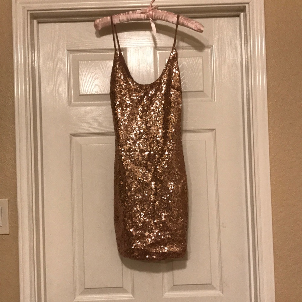 Fashion nova rose gold dress